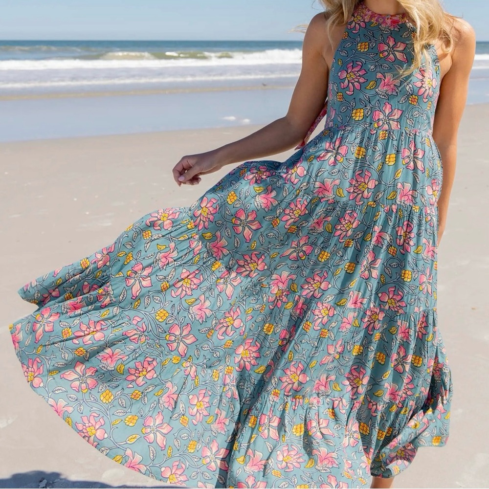 NATURAL LIFE Floral Maxi Dress - Blue and Pink - Picture 3 of 12